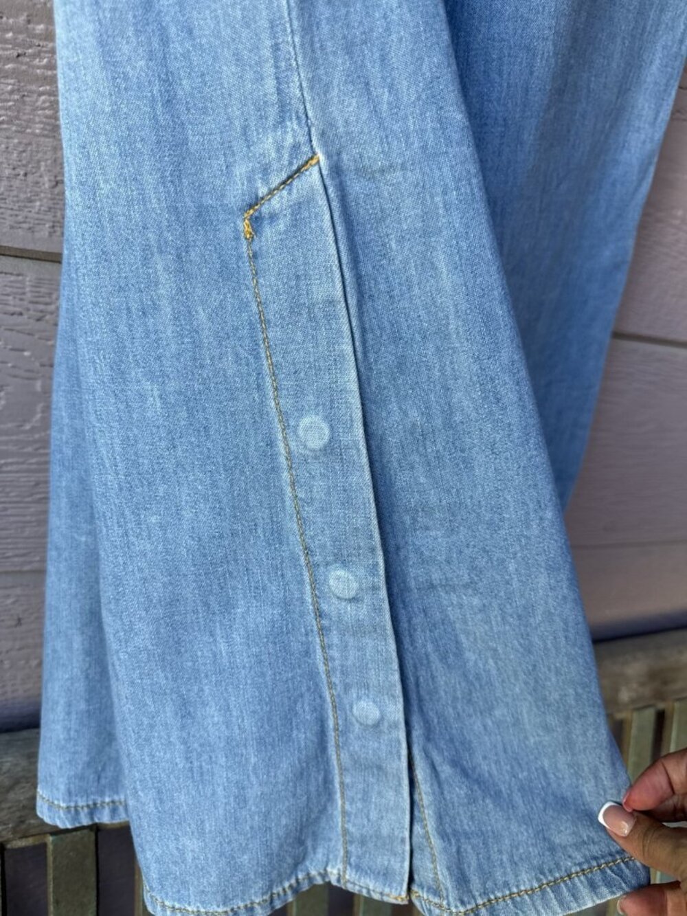 Anthropologie Wide Leg Denim Pants Women’s 32 NWT Belted Button Hem Blue - Picture 9 of 16